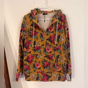 Ampersand Half Zip Floral Hoodie